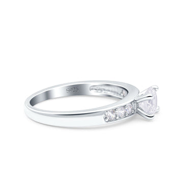 Art Deco Wedding Ring Round Simulated Cubic Zirconia 925 Sterling Silver